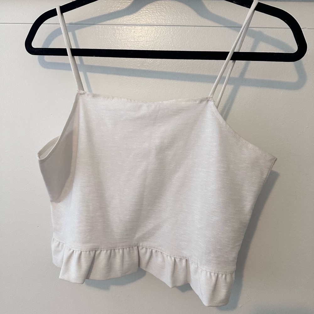 H&M White Camisole with Ruffle Hem